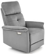 SEMIR szürke karosszék elektromos dönthető funkcióval / USB csatlakozóval