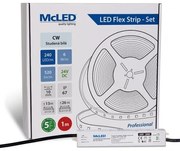 McLED  LED szalag - készlet 1 m, 240 LED/m, CW, 6 W/m, DC 24V, 520 lm/m, CRI90, IP67, 10 mm, Vezető 3 m ML-126.032.90.S01001