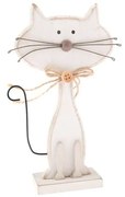 Cats macska alakú fehér fa dekoráció, magasság 18 cm - Dakls