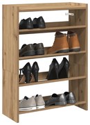 kézműves tölgy színű szerelt fa cipősszekrény 60x25x81 cm