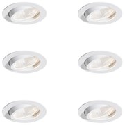 6 darabos süllyesztett spotlámpa szett fehér 9,5 cm LED-del 1300 lm dimmelhető IP23 - Gaius
