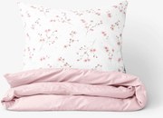 Goldea pamut ágyneműhuzat duo - cseresznyevirágok, púderrózsaszín hátoldal 140 x 200 és 70 x 90 cm