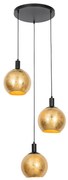 Design lógólámpa fekete arany üveggel 3-lámpás - Bert