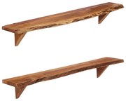 2 darab tömör akácfa fali polc 110 x 20 x 18 cm