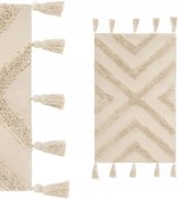 Pamut szőnyeg rojtokkal 80x50 cm bézs téglalap alakú szoba szőnyeg boho stílusban