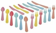 Rainbow műanyag evőeszköz készlet gyerekeknek, 18db , 6 színben