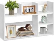 VASAGLE asztali polc, fa íróasztali tárolópolc 6 rekesszel, fehér színben