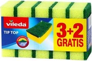 Mosogatószivacs, 3+2 db, VILEDA Tip Top, sárga (KHTV78)