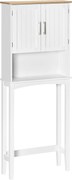 kleankin WC feletti szekrény magas, 2 ajtós, állítható polc belső térrel és tárolóval fürdőszobához, 20 kg teherbírású, 64 cm x 22 cm x 165 cm, Fehér