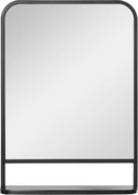 HOMCOM Fali Tükör 70 x 50 cm Nappali Tükör Függő Tükör Dekoratív Tükör Téglalap Polccal Előszobához Hálószobához Modern Elegáns Fekete | Aosom