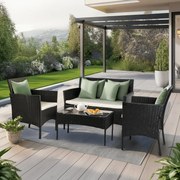 MISSISIPI kerti bútor szett fekete/bézs