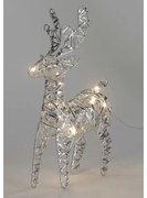 Silver karácsonyi világító rénszarvas, 21 x 14 cm, 30 mikro LED, elemes
