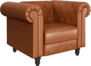 Konyakbarna bőrutánzat chesterfield fotel Felix – Støraa