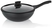 Kela Wok serpenyő fedéllel STELLA NOVA, öntöttalumínium, fekete, 30 cm, 5 l