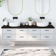 sötétbarna kezelt tömör fa fürdőszobai pult 200x50x(2-6) cm