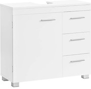 Mosdó alatti szekrény, fürdőszobai szekrény 3 nagy fiókkal, 30 x 70 x 64 cm, fehér