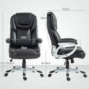 HOMCOM Irodai Szék, Számítógépes Szék, Dőlésszabályzóval, Magas Hátra, 360°-os Forgó Kerekekkel, Állítható Magasságú, Fekete | Aosom