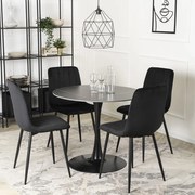 Fekete Márványhatású Kerek Étkezőasztal. SANDER 90 cm