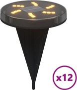 vidaXL 12 db meleg fehér napelemes kültéri talajlámpa tüskével