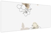 Kép - Bézs virágok pillangóval N⁰2 (120x50 cm)