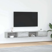 2 db szürke sonoma szerelt fa fali TV-szekrény 100x31x25,5cm