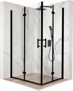 Zuhanykabin 120x100cm összecsukható ajtó fekete Esg üveg 6mm bevonat