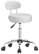 ROLAND háttámlás görgős puff, Ø35cm, fehér Casaria