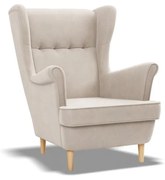 Uszak fotel, bársony, bézs