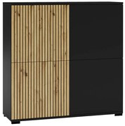 RASS komód, 100x102x40, fekete matt/tölgy