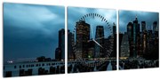 Kép - Kilátás a New York-i felhőkarcolókra (órával) (90x30 cm)