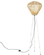 Rusztikus állólámpa háromlábú bambusz fehérrel - Canna Diamond