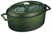 LAVA Metal öntöttvas ovális edény zöld, 4,8 l,átmérő 29 cm