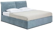 Kék kárpitozott ágyneműtartós franciaágy ágyráccsal 160x200 cm Thessa Pillow – Bonami Selection