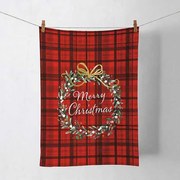 Karácsonyi pamut konyharuha Christmas Plaid Red