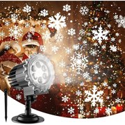 Kültéri 3D LED forgó projektor, Hóesés mintával, 6W LED, 5m kábellel