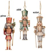 Karácsonyfadísz diótörő fém három féle / Piros