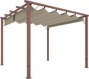 Outsunny Pergola kb. 3x3m Kerti Pavilon mágneses párnával, Alumínium Terasz Napernyő, Állítható Tetővel, Független, UV Védelem 30+, Teraszra és Kertbe