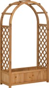 Outsunny Íves Virágtartó Trellis Ívvel - Támogatás Mászó Növényekhez - Rács Virágdíszítés Kert Teraszon, Erkélyen 83x36x152 cm Természetes | Aosom