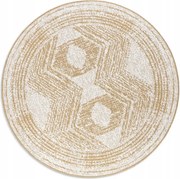 Kerek szőnyeg teraszra 200cm,kétoldalas,zsinóros sárga krémszínű lapos