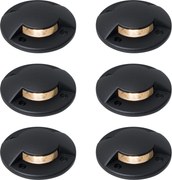 6 darabos modern fekete talajba süllyeszthető spotlámpa készlet GU10 50mm 2-fény effektus IP65 - Cellar