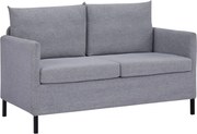 HOMCOM Kétfős Kanapé Műszálas Vászonnal, Kivehető Párnákkal, Karfákkal és Acél Lábaival 130x67x76,5 cm Szürke | Aosom