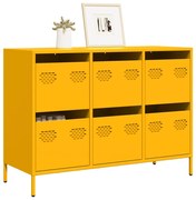 mustársárga hideghengerelt acél tálalószekrény 101,5x39x73,5 cm