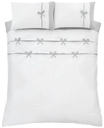 Milo Bow fehér-szürke ágyneműhuzat, 135 x 200 cm - Catherine Lansfield