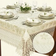 Abrosz téglalap alakú asztalhoz krémszínű Ecru gipiura csipke 140x220 foltálló