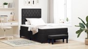 Box Spring Ágy Matraccal &amp; Paddal Fekete 120x190 cm Bársony