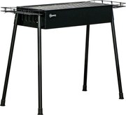 Outsunny Hordozható Szén Grillező 2 Rozsdamentes Acél Rácsos és 2 Fűszerszekrény a Kempinghez Piknikhez Kerthez 94x39x70 cm Fekete | Aosom