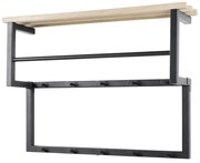 Fekete-natúr színű fém fali fogas polccal 71 cm Rizzoli – Spinder Design
