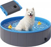 PawHut Foldable Dog Pool for Medium & Large Dogs – 120 x 30 cm (47 x 12 in), Non-Slip Indoor/Outdoor Paddling Pool, Dark Gray | Aosom