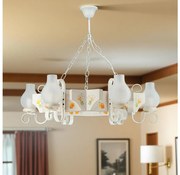 Brilagi - Láncos csillár QUEEN 6xE14/40W/230V bükk/krémszínű