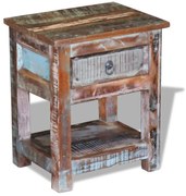 1 fiókos tömör újrahasznosított fa kisasztal 43 x 33 x 51 cm